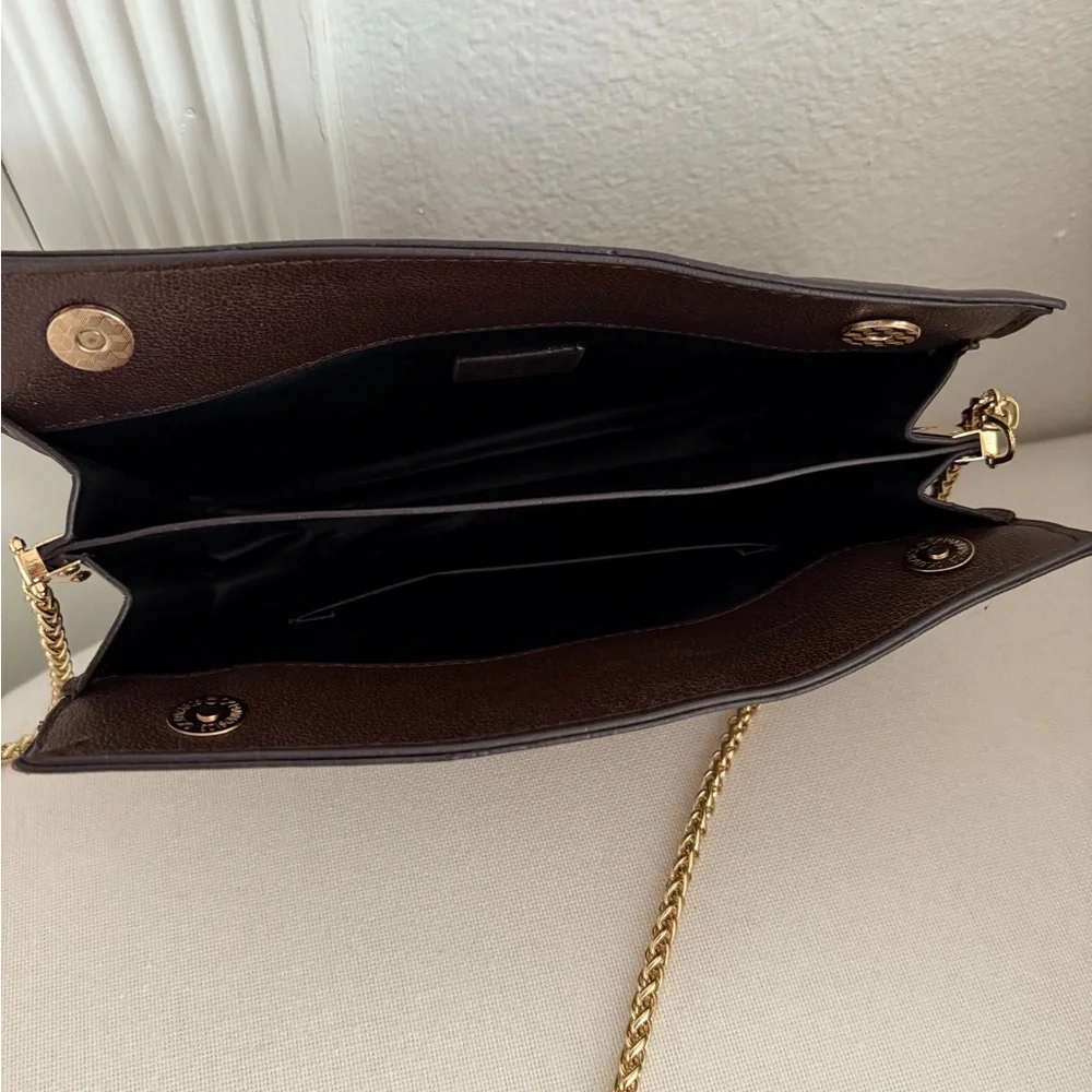 Brown and Green Crossbody Bag with Signature Design - Picture 4 of 7